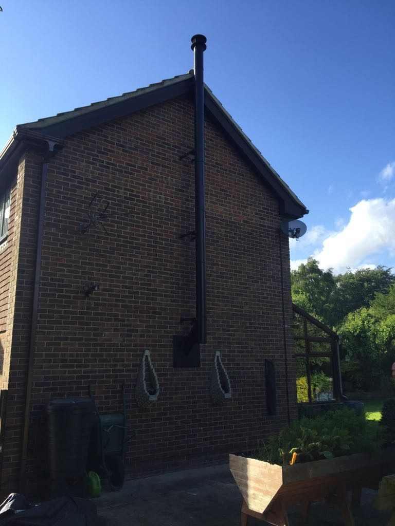 Flue installation completed on the outside